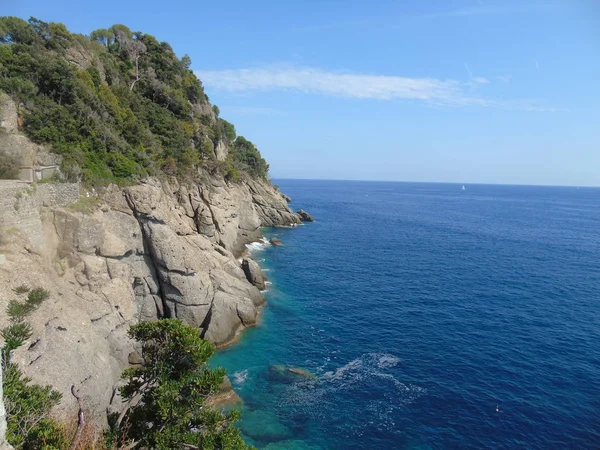 Portofino Itália 2019 Bela Baía Com Casas Coloridas Portofino Nos — Fotografia de Stock