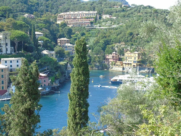 Portofino Italia 2019 Bella Baia Con Case Colorate Portofino Nei — Foto Stock