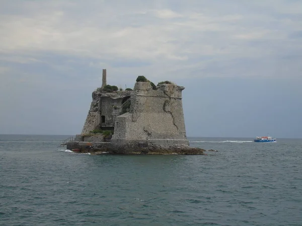 Fantastico Panorama Primaverile Della Città Portovenere Splendido Scenario Serale Mar — Foto Stock