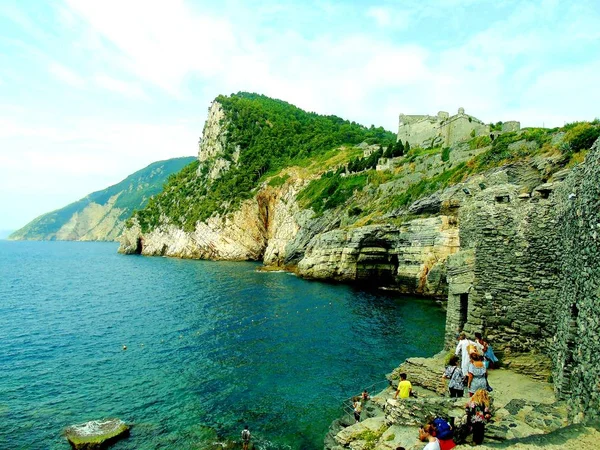 Portovenere Italy 2019 Fantastic Spring Panorama Portovenere Town Пронзительная Вечерняя — стоковое фото