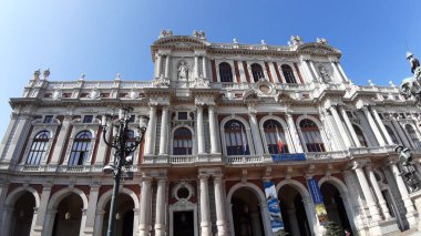 Turin, Italy - 10/02/2019: Beautiful caption of the city from the Mole Antoneliana. Detailde photography of the old architecture. Expansive cityscape at dusk with scenic colorful light. 