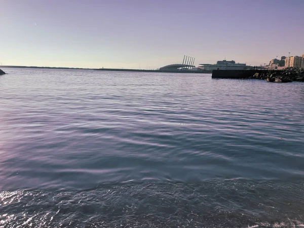 Génova Italia 2020 Hermosa Fotografía Puesta Sol Sobre Mar Reflexión — Foto de Stock