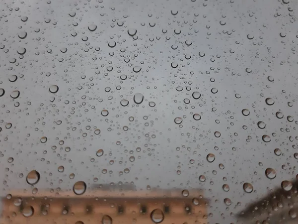 Schöne Fotografie Des Wassertropfens Über Dem Fenster Indoor Rundblick Auf — Stockfoto