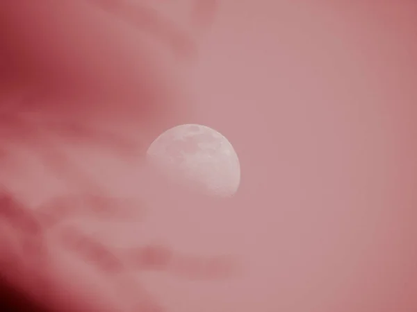 Liguria, Italy - 07/22/2020: Beautiful photography of the moonlight in the different phases with different colours. Black sky and little stars in the background.