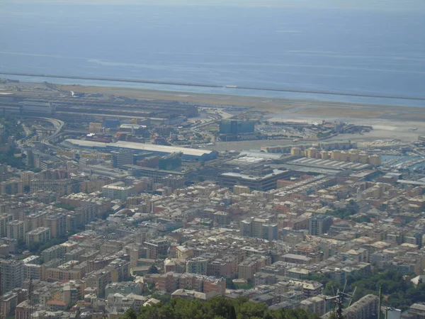 Genova Itália 2020 Bela Vista Aérea Panorâmica Cidade Porto Barragem — Fotografia de Stock