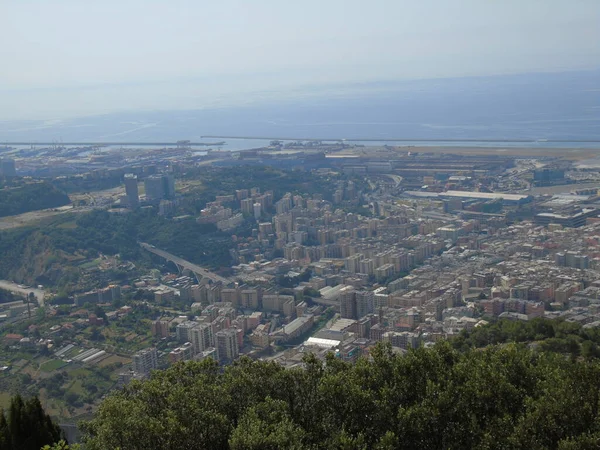 Gênes Italie 2020 Belle Vue Aérienne Panoramique Sur Ville Port — Photo