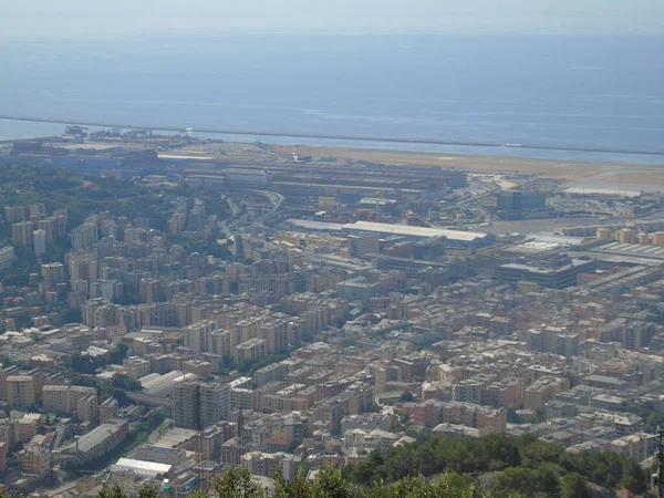 Génova Italia 2020 Hermosa Vista Aérea Panorámica Ciudad Puerto Presa —  Fotos de Stock