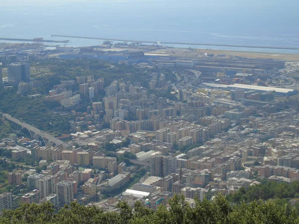 Gênes Italie 2020 Belle Vue Aérienne Panoramique Sur Ville Port — Photo