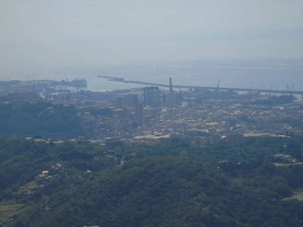 Gênes Italie 2020 Belle Vue Aérienne Panoramique Sur Ville Port — Photo