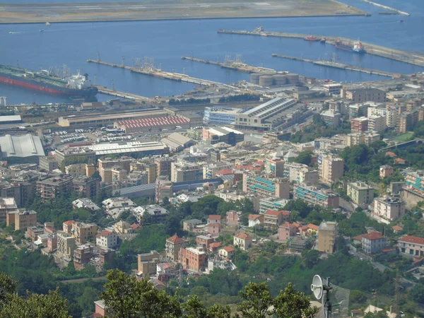 Genova Itália 2020 Bela Vista Aérea Panorâmica Cidade Porto Barragem — Fotografia de Stock