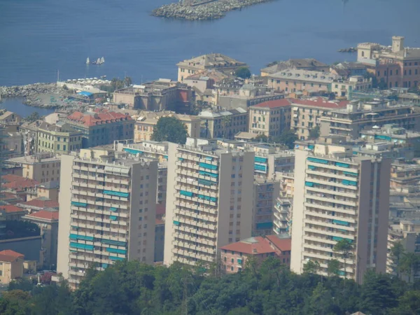 Génova Italia 2020 Hermosa Vista Aérea Panorámica Ciudad Puerto Presa — Foto de Stock