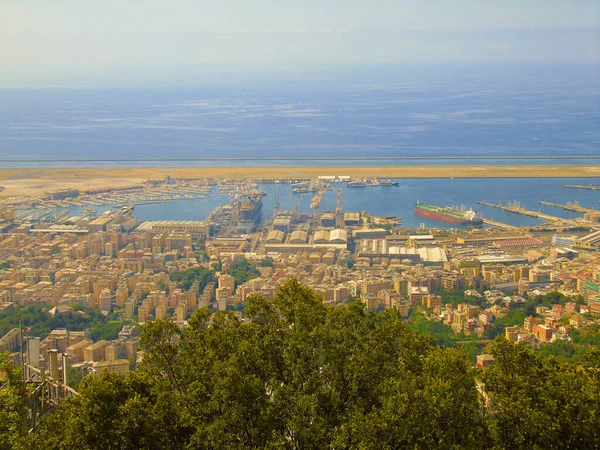 Gênes Italie 2020 Belle Vue Aérienne Panoramique Sur Ville Port — Photo