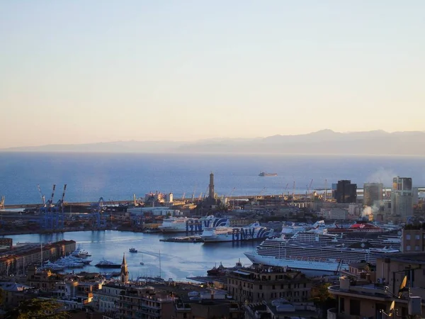 Gênes Italie Août 2020 Vue Aérienne Terminal Maritime Conteneur Dans — Photo