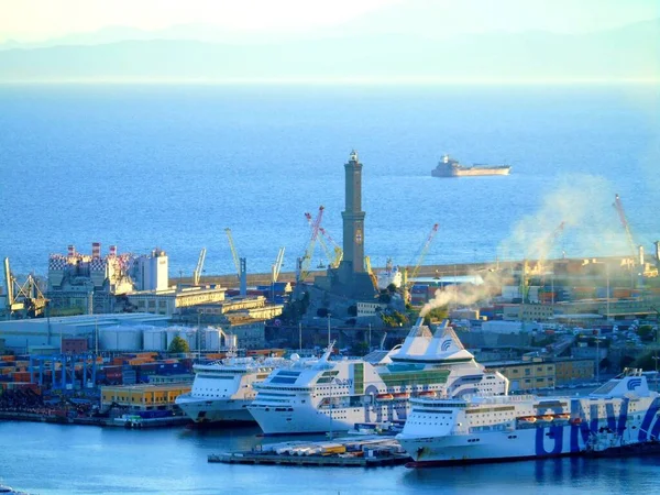 Cenova Talya Ağustos 2020 Ceneviz Limanındaki Nakliye Konteyner Terminalinin Havadan — Stok fotoğraf
