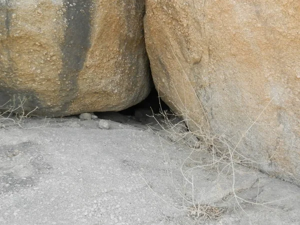 Elabered, Eritrea - 08/15/2020: Beautiful photography of the small village inside the Eritrean desert. Aerial view to the village inside the rocks.