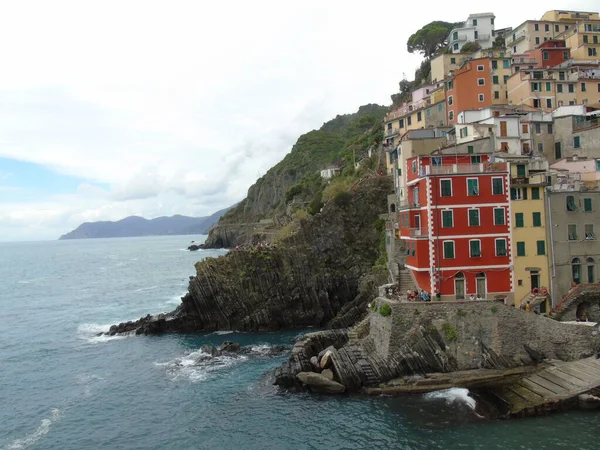Riomaggiore Włochy 2020 Piękna Fotografia Krajobrazu Cinque Terre Włochy Szare — Zdjęcie stockowe