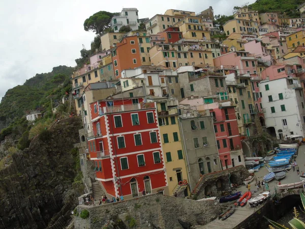 Riomaggiore Italy 2020 Beautiful Photography Countryside Cinque Terre Italy Сіре — стокове фото