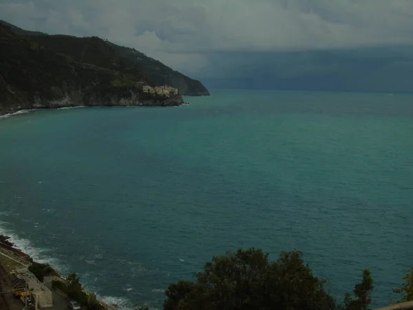 Cinque Terre Italia 2020 Hermoso Paisaje Pueblo Pesquero Costero Vista — Foto de Stock