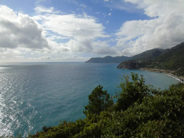 Cinque Terre Talya 2020 Bir Kıyı Balıkçı Köyünün Güzel Manzarası — Stok fotoğraf