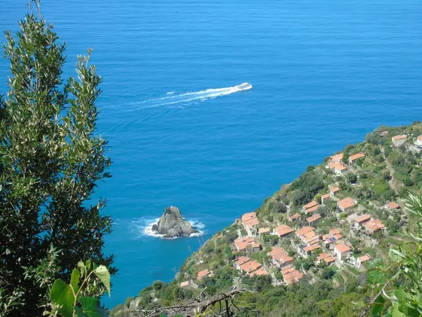 Ligurien Italien 2020 Brant Trappa Med Utsikt Över Havet Som — Stockfoto