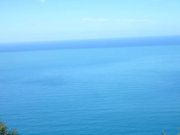 Лигурия Италия 2020 Крутая Лестница Видом Море Ведущая Город Монестероли — стоковое фото