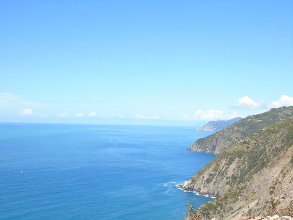 Ligúria Itália 2020 Escadaria Íngreme Com Vista Para Mar Que — Fotografia de Stock