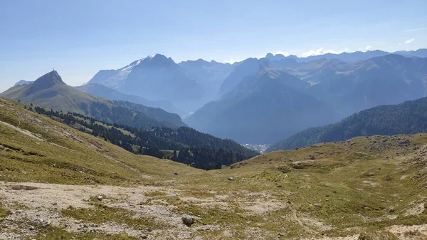 2020 Lugar Escénico Alpino Con Mágicas Montañas Dolomitas Fondo Nubes — Foto de Stock