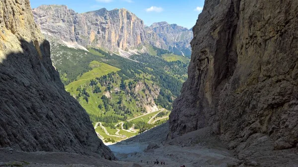 Val Gardena Italy 2020 Scenic Alpine Place Magical Dolomites Mountains — стоковое фото