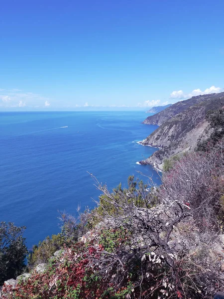 Cinque Terre Talya 2020 Bir Kıyı Balıkçı Köyünün Güzel Manzarası — Stok fotoğraf