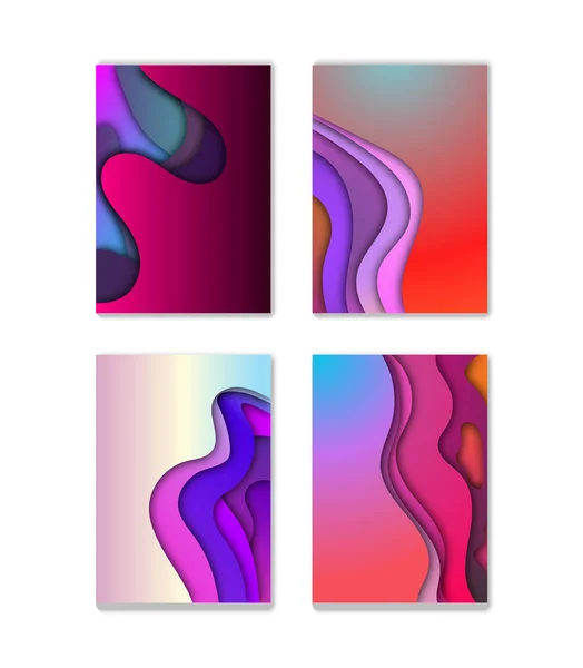 A4 cor abstrato 3d papel arte ilustração conjunto. Cores de contraste. Layout de design vetorial para apresentações de banners, folhetos, cartazes e convites. Eps10 . —  Vetores de Stock