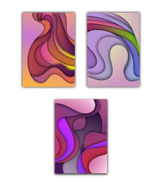 A4 couleur abstraite 3d papier art illustration ensemble. Des couleurs contrastées. Mise en page vectorielle pour les présentations de bannières, flyers, affiches et invitations. Eps10 . — Image vectorielle
