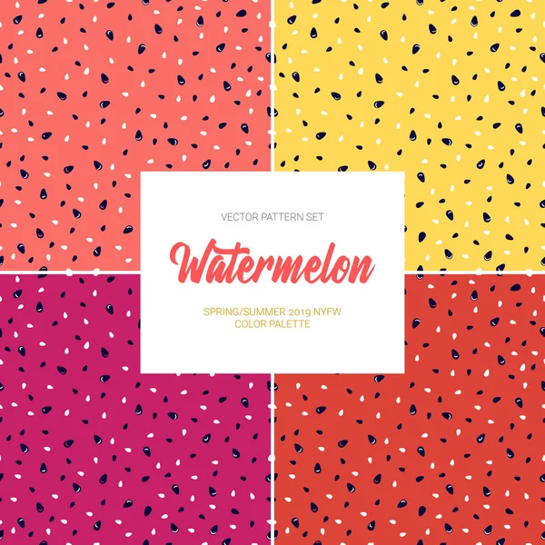 Vector watermelon set with 4 backgrounds pink, yellow, purple and red