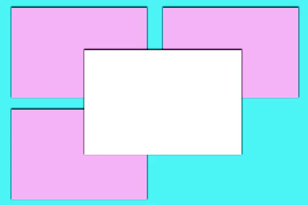 Rosa Quadrate Auf Blauem Hintergrund Für Werbung Platz Für Text — Stockfoto