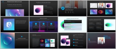 En az sunular, renkli gradyan bulanıklaştırma ve geometrik arka planlar ile portföy şablonlar. Broşür kapak vektör tasarımı. El ilanı, broşür, broşür, rapor, reklam sunma kaymak.