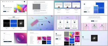Web sitesi tasarımı, en az sunumları, canlı renkli gradyan arka ile portföy için vektör şablonları. UI, Ux, GUI. Üstbilgileri, pano, iletişim formları tasarım özellikleri sayfa vb