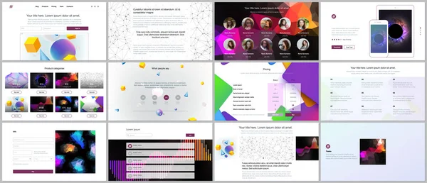 Vektor sablonok, weboldal tervezés, minimális prezentációk, portfolió élénk geometriai háttérrel készült egyszerű alakzat csípő stílusban. UI, Ux, Gui. Design, fejlécek, szolgáltatások oldal, blog, stb — Stock Vector