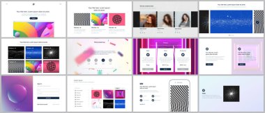 Web sitesi tasarımı, en az sunumları, canlı renkli gradyan arka ile portföy için vektör şablonları. UI, Ux, GUI. Üstbilgileri, pano, iletişim formları tasarım özellikleri sayfa vb.