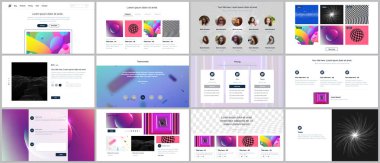 Web sitesi tasarımı, en az sunumları, canlı renkli gradyan arka ile portföy için vektör şablonları. UI, Ux, GUI. Üstbilgileri, pano, iletişim formları tasarım özellikleri sayfa vb.