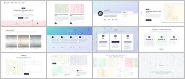 Web sitesi tasarımı, en az sunumları, portföy için vektör şablonları. UI, Ux, GUI. Bağlantı çizgileri ile çizgi sanat deseni. Soyut geometrik grafik arka plan. Teknoloji, dijital ağ kavramı.