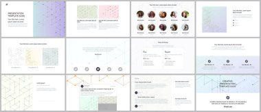 En az sunular, Portföy şablonlar. El ilanı, broşür, rapor sunma kaymak. Bağlantı çizgileri ile çizgi sanat deseni. Geometrik arka plan. Teknoloji, dijital ağ kavramı.