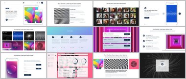 Web sitesi tasarımı, en az sunumları, canlı renkli gradyan arka ile portföy için vektör şablonları. UI, Ux, GUI. Üstbilgileri, pano, iletişim formları tasarım özellikleri sayfa vb.