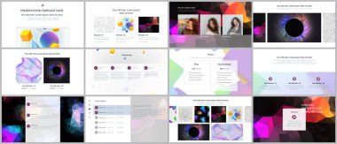 En az sunusu, Portföy şablonlar canlı geometrik arka planlar ile basit şekiller hippi tarzı yaptı. Broşür kapak vektör tasarımı. El ilanı, broşür, broşür, sunu slaytlarını rapor