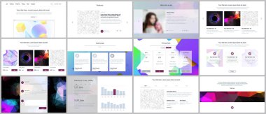 Vektör şablonları Web sitesi tasarımı, en az sunumları, canlı geometrik arka planlar ile portföy için basit şekiller hippi tarzı yaptı. UI, Ux, GUI. Tasarım üstbilgileri, özellikleri sayfasında, blog vb.
