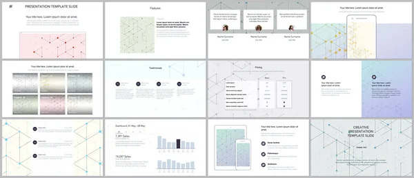 Presentazioni minime, modelli di portafoglio. Presentazione diapositive per flyer, brochure, report. Modello di linea con linee di collegamento. Sfondo geometrico astratto. Tecnologia, concetto di rete digitale . — Vettoriale Stock