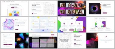 Vektör şablonları Web sitesi tasarımı, en az sunumları, canlı geometrik arka planlar ile portföy için basit şekiller hippi tarzı yaptı. UI, Ux, GUI. Tasarım üstbilgileri, özellikleri sayfasında, blog vb.