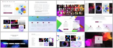 Vektör şablonları Web sitesi tasarımı, en az sunumları, canlı geometrik arka planlar ile portföy için basit şekiller hippi tarzı yaptı. UI, Ux, GUI. Tasarım üstbilgileri, özellikleri sayfasında, blog vb.