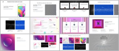 En az sunumlar, Portföy şablonlar ile canlı renkli gradyan arka planlar soyut. Broşür kapak vektör tasarımı. El ilanı, broşür, broşür, rapor, reklam sunma kaymak.