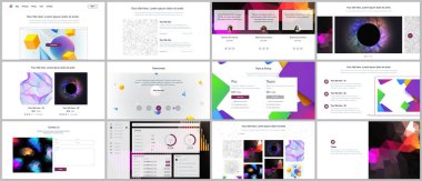 Vektör şablonları Web sitesi tasarımı, en az sunumları, canlı geometrik arka planlar ile portföy için basit şekiller hippi tarzı yaptı. UI, Ux, GUI. Tasarım üstbilgileri, özellikleri sayfasında, blog vb.