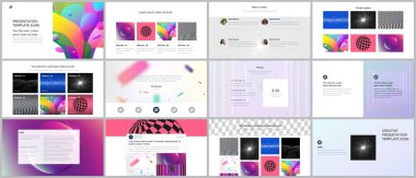 En az sunumlar, Portföy şablonlar ile canlı renkli gradyan arka planlar soyut. Broşür kapak vektör tasarımı. El ilanı, broşür, broşür, rapor, reklam sunma kaymak.