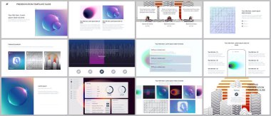 En az sunular, renkli gradyan bulanıklaştırma ve geometrik arka planlar ile portföy şablonlar. Broşür kapak vektör tasarımı. Sunu slaytları el ilanı, broşür, broşür, rapor, pazarlama için.